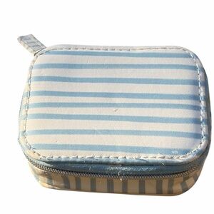 Blue & White Striped Zip Around Travel Pill Organizer Case